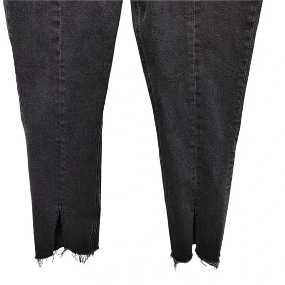 Abercrombie & Fitch Simone High Rise Slim Jeans Raw Hem Ankle Slit Black Size 30 - Picture 6 of 12